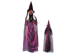 Decorazione per strega di Halloween | Accessorio per terrore con strega volante urlante per giardino, statuetta horror con calderone 180 cm per portico albero giardino porta prato festa