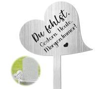 Decorazione per tomba a forma di cuore, in acciaio inox, con scritta "Du Fehlst. Ieri"