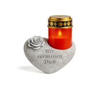 Decorazione per tomba, resistente alle intemperie, a forma di cuore come decorazione perfetta per tomba | pietra commemorativa con luce a LED | Decorazione a forma di cuore per l'ultima strad