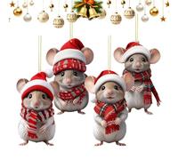 Decorazione per topi natalizi | 4 pezzi in acrilico 2D per feste, decorazione per interni ed esterni, pareti, finestre, camera da letto, feste, feste a casa