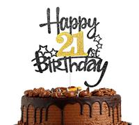 Decorazione Per Torta 21° Compleanno Nero Dorato Glittler Decorazione Per Il 21° Compleanno Per Uomini E Donne Decorazione Per Torta Favolosa Per Lui