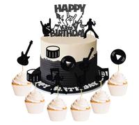Decorazione per torta a forma di chitarra, palla da discoteca, decorazione per torte, note musicali, rock, rotolo, cupcake, decorazione per musicista rock star, basso, chitarra anni '80, forniture per