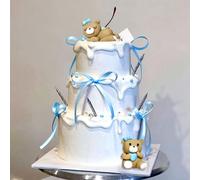 Decorazione per torta a forma di orso blu, palline dorate, decorazione per torta con orsi, decorazione per torta di compleanno per baby shower