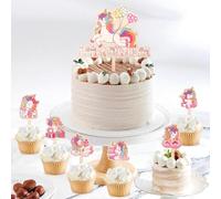 Decorazione per torta a forma di unicorno, in legno 2025, decorazione per torta con unicorno, decorazione per torte, cupcake, decorazione per feste di compleanno per bambini
