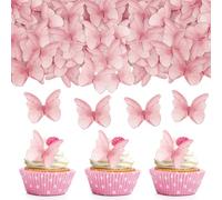 Decorazione per torta commestibile, farfalle per torte, 48 pezzi, decorazione commestibile, farfalla, decorazione per torta rosa, carta da pranzo, decorazione per torte di matrimonio, farfalla,