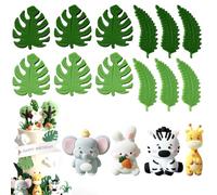 Decorazione per torta con animali della giungla, decorazione per torta con foglie, giraffa, ippopotamo, zebra, scoiattolo, albero di cocco, animali della giungla, decorazione per feste di compleanno