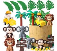 Decorazione per torta con animali della giungla dello zoo Avventura Wild One Safari Decorazione per torta Giraffa Leone Torta Giungla Compleanno Baby Shower Party Forniture
