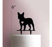 Decorazione per torta con cane e bulldog francese, in acrilico, larghezza 12,7 cm, colore rosso