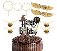Decorazione per torta con glitter, per il 1° compleanno, 54 pezzi, decorazione per torta Wizard per il 1° compleanno, decorazione per feste di compleanno per bambini, decorazione per torte a tema