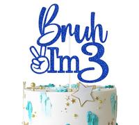 Decorazione per torta con scritta "Bruh I'm 3", con scritta in inglese "Bro I'm 3/Young Wild and Three", Happy 3rd Birthday Party Decoration