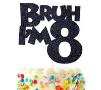 Decorazione per torta con scritta "Bruh I'm 8, It's My Birthday Bro, Cheers to 8 Years/Eight is Great for Big Brother, Happy 8th Birthday", decorazioni per feste di compleanno per bambini e ragazzi,