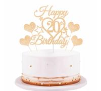 Decorazione per torta con scritta "Happy 20th Birthday", colore: oro rosa
