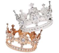 Decorazione per torta 'corona', 2PCS mini 3D Corona Cake Topper, Decorazioni argento e oro per feste di compleanno, torta nuziale, principessa principe