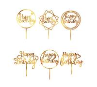 Decorazione per torta di buon compleanno, 18 pezzi, decorazione per torte in acrilico, con glitter a doppia faccia per bambini o adulti