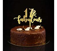 Decorazione per torta di compleanno per 17° compleanno, decorazione per torta di buon compleanno, 17 e favolosa personalizza nome qualsiasi età numero diciassette anni 17 anni 17° anniversario regali