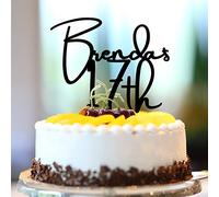 Decorazione per torta di compleanno per 17° compleanno, nome personalizzato per 17° compleanno, nome personalizzato qualsiasi età numero diciassette anni 17 anni 17° anniversario regali di compleanno