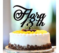 Decorazione per torta di compleanno per 18° compleanno, nome personalizzato per 18° compleanno, nome personalizzato qualsiasi età numero diciotto anni 18° anniversario compleanno ricordo regali