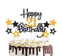 Decorazione per torta di nascita, colore nero, oro, Happy Birthday Cake Topper, decorazione per torta di compleanno, ragazzo, decorazione per torta (21)
