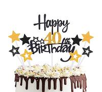 Decorazione per torta di nascita, colore nero, oro, Happy Birthday Cake Topper, decorazione per torta di compleanno, ragazzo, decorazione per torte, per ragazze, ragazzi, compleanni, feste di
