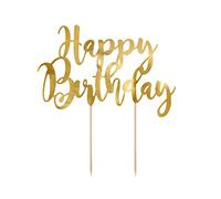 Decorazione per Torta Happy Birthday Oro Metallizzato Taglia Unica