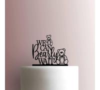 Decorazione per torta in acrilico con scritta "Baby Shower?" We Can Bearly Wait Teddy Bearly, larghezza 12,7 cm, colore nero