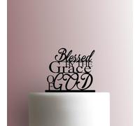 Decorazione per torta in acrilico, con scritta "Blessed By The Grace Of God", larghezza 20,3 cm, colore rosso