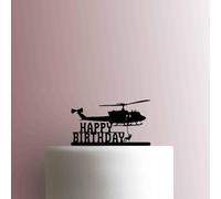 Decorazione per torta in acrilico, motivo elicottero dell'esercito "Happy Birthday", larghezza 20,3 cm, verde