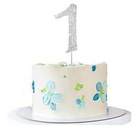 Decorazione per torta in argento con strass Happy Birthday Cake Topper per decorazione di compleanno (argento 1)