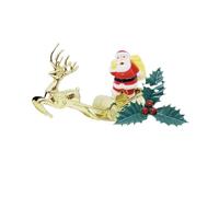 Decorazione per torta in plastica con Babbo Natale e slitta dorata e agrifoglio