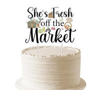 Decorazione per torta nuziale del mercato degli agricoltori, She's Fresh Off the Market Decorazioni per addio al nubilato Fattoria Verdure Frutta Cake Decor per donne fresche fuori dal mercato Docce