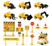 Decorazione per torta per 2 anni, 16 pezzi, decorazione per compleanno, 2 anni, decorazione per torte, cantieri, metallo, plastica, escavatore, decorazione per torte, compleanno per bambini