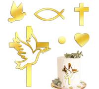 Decorazione per torta per comunione, battesimo, decorazione per torta, 51 pezzi, decorazione per comunione, decorazione per torta a forma di croce, per matrimonio, compleanno, festa, religiosa