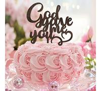 Decorazione per torta personalizzata con scritta in inglese "God Gave Me You" Mr & Mrs per anniversario di matrimonio, decorazione per torta di fidanzamento e matrimonio, regalo di fidanzamento per