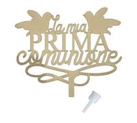 Decorazione per Torta Prima Comunione in Legno, 18 x 15 cm, con Supporto