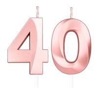 Decorazione per torte 3D Candela numero 40, Candele in Oro Rosa profondo,Candele di compleanno,Candele con numeri da 5cm,matrimoni,anniversari, decorazioni per torte di compleanno