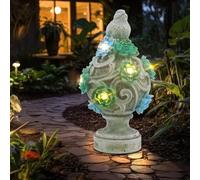 Decorazione per uccelli - Statua per uccelli da giardino con fiore a luce solare, uccelli decorativi in piedi su figurine a sfera, decorazioni per uccelli per giardino