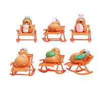 Decorazione per ufficio Capybara,piccole figure Capybara | Sedia a dondolo | Capybara - Simulazione di sedia a dondolo Capybara, in miniatura, da giardino, Home Art