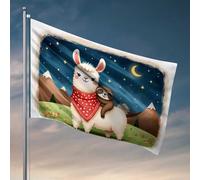 Decorazione per uomo Caverna Adorabile Amici: lama e bradipo nella notte bandiera portico bandiere cool per uomo caverna (120 x 180 cm)