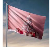 Decorazione per uomo Caverna Un albero di Natale splendidamente decorato con regali. Bandiera Vintage Decor Portico Decor (120 x 180 cm)