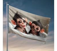 Decorazione per uomo grotta due scimmie carine in un bagno di bolle bandiere bandiera da appendere nella vostra stanza decorazione vintage (60 x 90 cm)