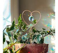 Decorazione per vaso da giardino in vetro a forma di cuore color rame, con picchetto da giardino in metallo a forma di cuore. Questo stile è per Natale, e , rendendolo un regalo per gli .