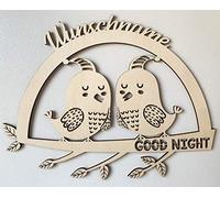 Decorazione personalizzata con nome a scelta Baby immagine cartello uccelli GOOD NIGHT personalizzabile camera dei bambini