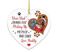 Decorazione personalizzata per albero di Natale da appendere con impronta di zampa di animale domestico, caro papà grazie per aver raccolto la mia cacca e roba ornamentale, Nome personalizzato e foto