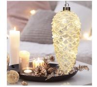 Decorazione Pigna Lotti In Vetro h19cm 20 Microled A Batteria Con Telecomando