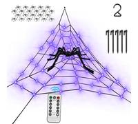 Decorazione Ragnatela - Ragnatela Enorme Per Halloween - Con Luci LED Effetto Reale Spaventoso Per Aula Balcone Portico Porta Ufficio Regali