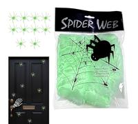 Decorazione Ragnatela - Rete Spettrale Di Halloween Morbida E Riutilizzabil | Le fibre elastiche che si illuminano al buio presentano dieci funzionalità di realistici per il del balcone del