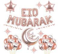 Decorazione Ramadan 2023 oro Eid Mubarak Decorazione Aiuto Mubarak Striscione Eid Mubarak Palloncini Stella Luna Ghirlanda Decor Torta Eid Decorazione Ramadan musulmano islamico partito