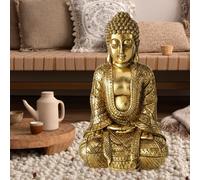 Decorazione Residenziale Buddha Figura Decorativa Asiatico Statua Resina Oro H