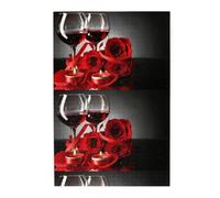 Decorazione romantica per innamorati con rose rosse e vino, Puzzle da 1000 pezzi, puzzle in legno per tutta la famiglia, decorazione da parete per adulti e ragazzi