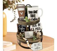 Decorazione Rustica a Coppa di Caffè - Espositore Farty Centeralce, Accessori Decorativi per Bar Caffè | Affascinante Ornamento Cucina Set di espositori a Layered, Decorazione Farm centrotavola per